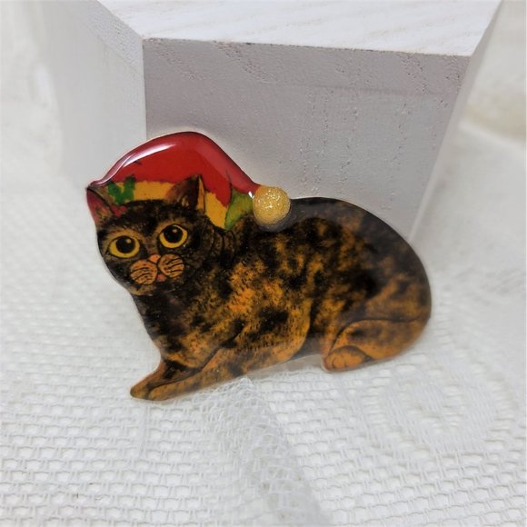Sweet Little Santa Kitten Cat Kitty Pin Brooch - Picture 1 of 8